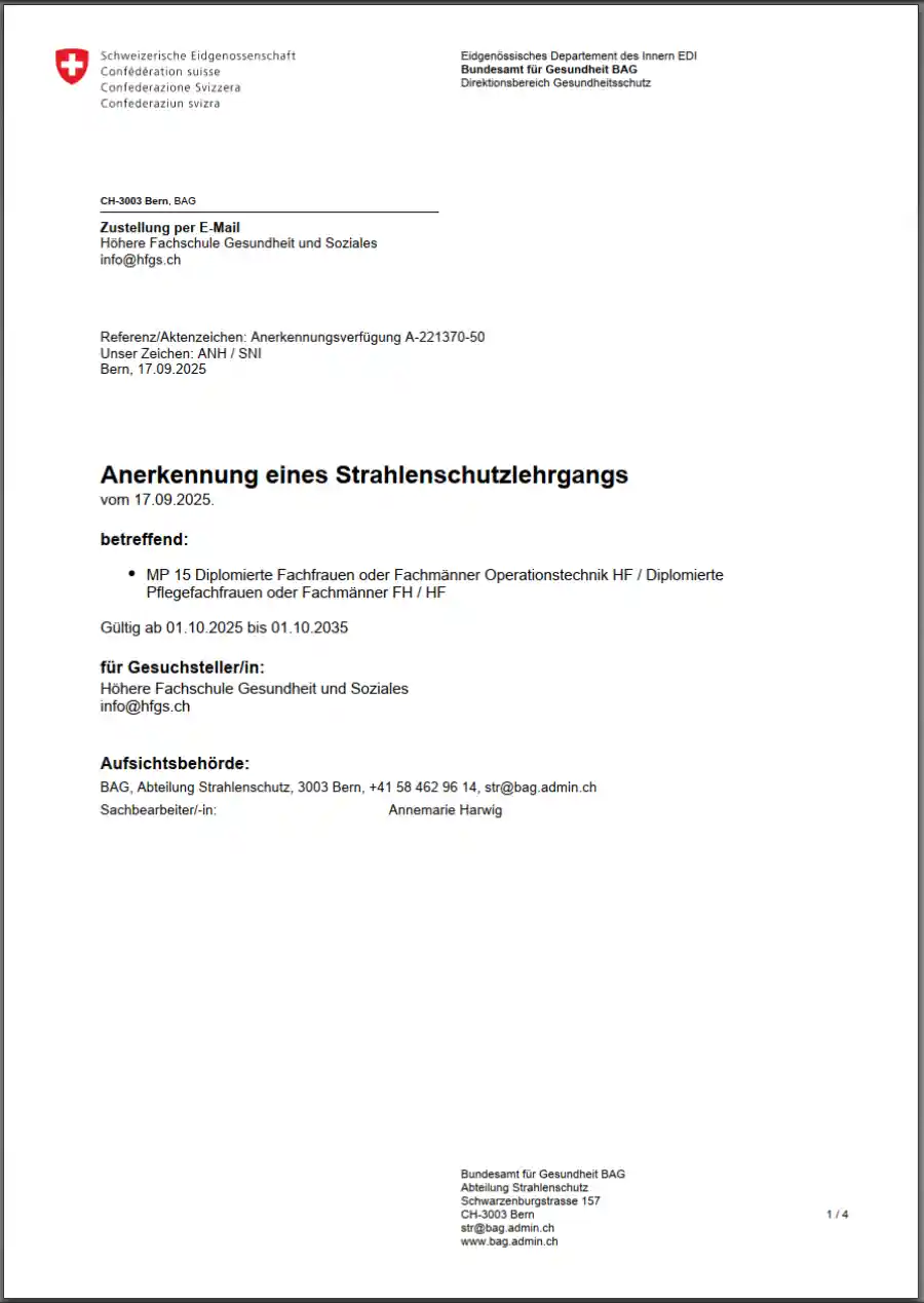 Strahlenschutz-Anerkennung BAG